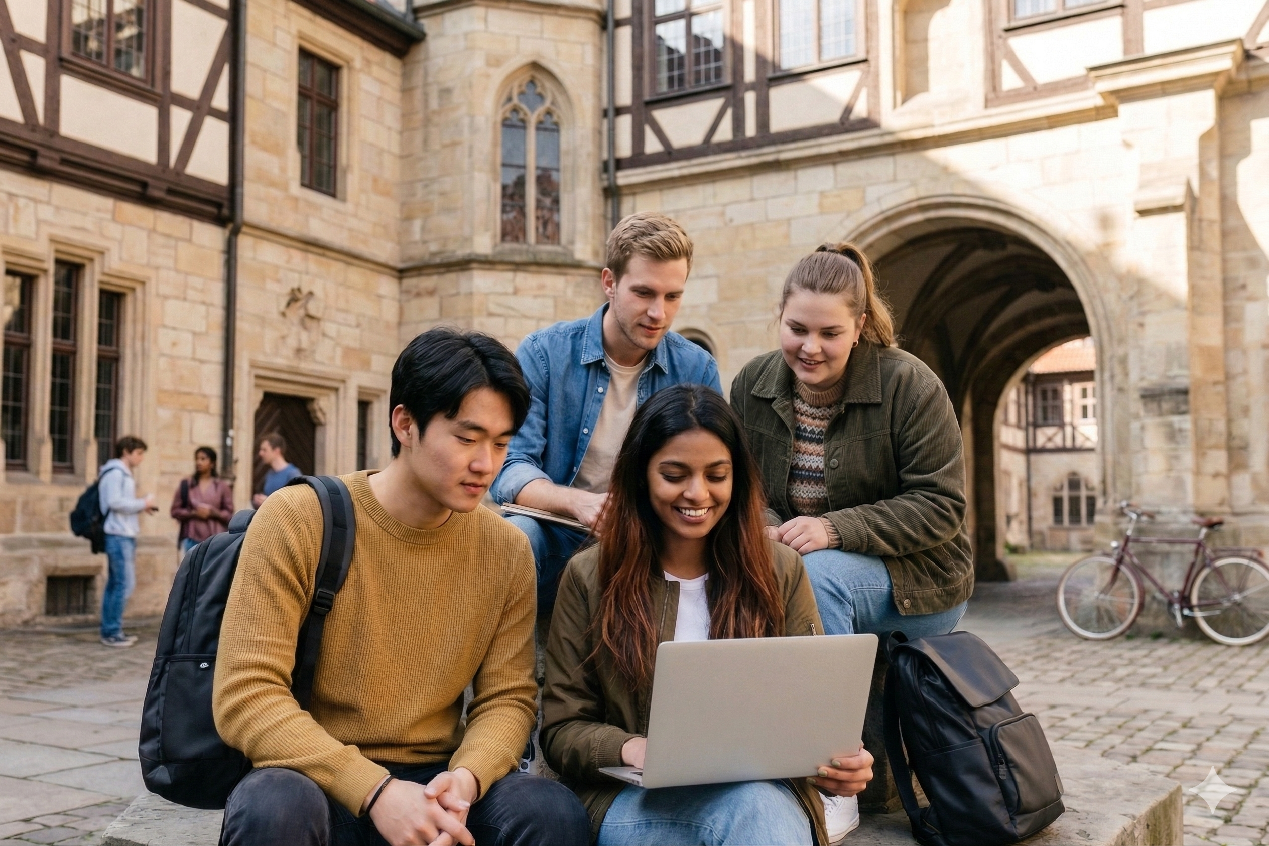 Students on their way to a German university